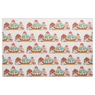 Tecido Teste padrão doce da sobremesa dos cupcakes retro