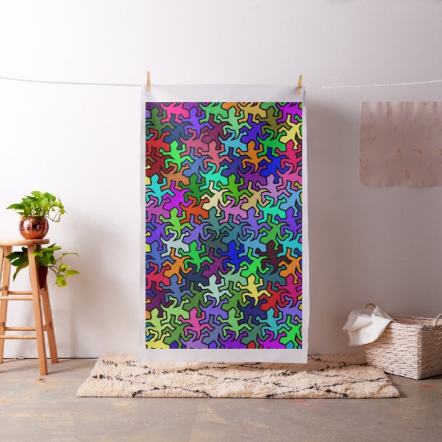 Tecido Teste padrão dos gecos do mosaico - colorido (In Situ)