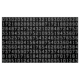 Tecido Teste padrão dos números - branco no preto