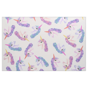 Tecido Teste padrão feminino dos unicórnios da aguarela