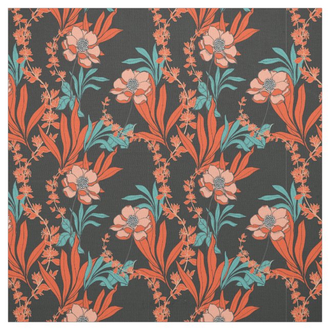 Tecido Teste padrão floral abstrato da laranja (Modelo)
