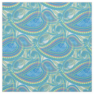 Tecido Teste padrão floral da arte de Paisley do verde