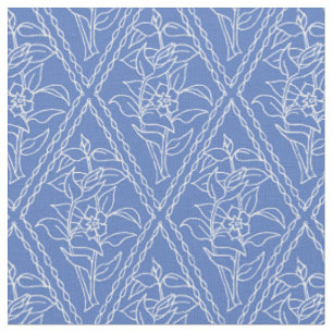 Tecido Teste padrão floral da pervinca azul chique do