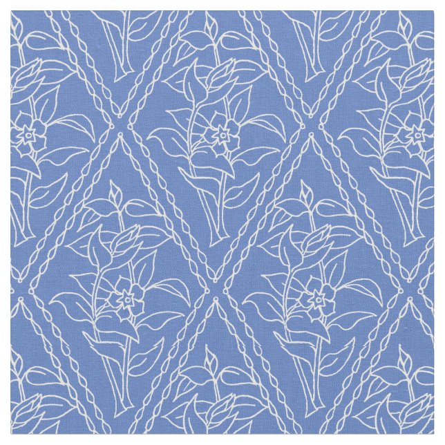 Tecido Teste padrão floral da pervinca azul chique do (Detalhe)