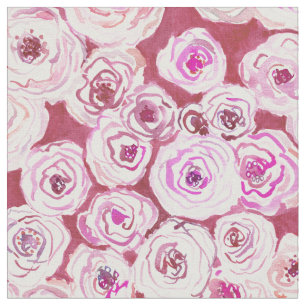 Tecido Teste padrão floral da rosa vermelha da OPINIÃO