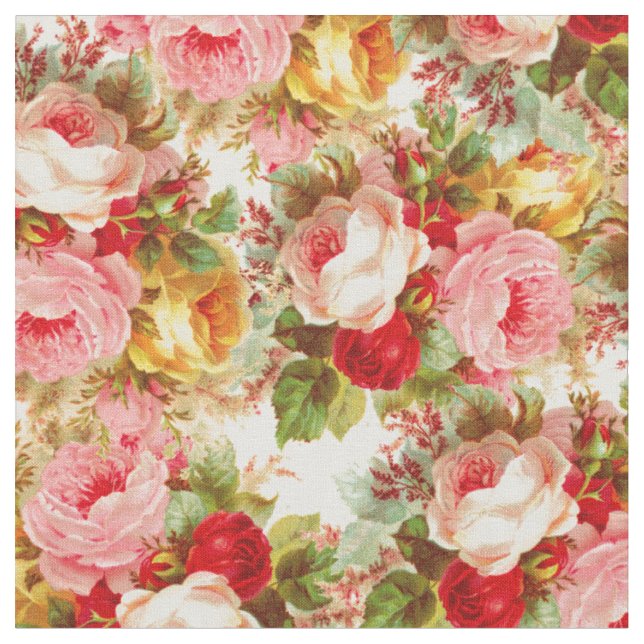 Tecido Teste padrão floral das rosas vermelhas amarelas (Detalhe)