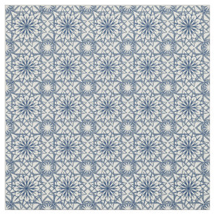 Tecido Teste padrão floral do art deco azul e de creme