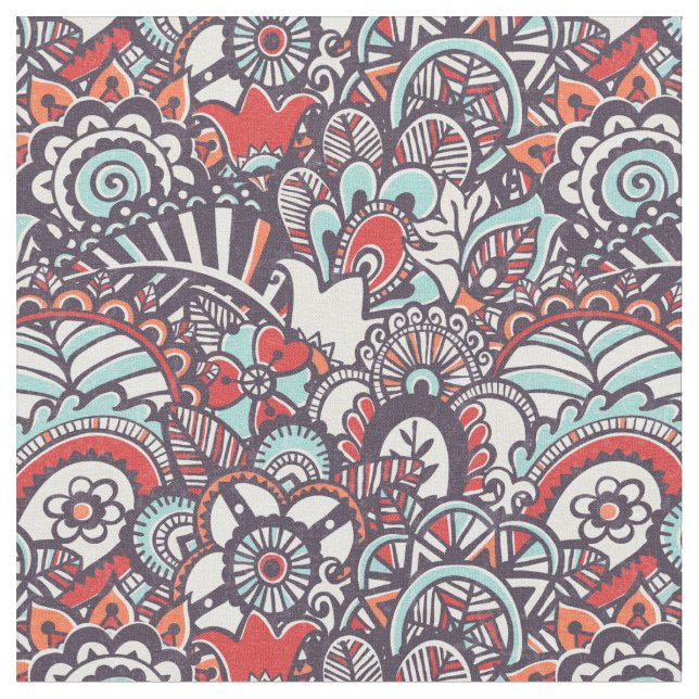 Tecido Teste padrão floral do Doodle de Paisley (Detalhe)