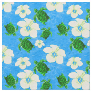 Tecido Teste padrão floral havaiano das tartarugas de ma