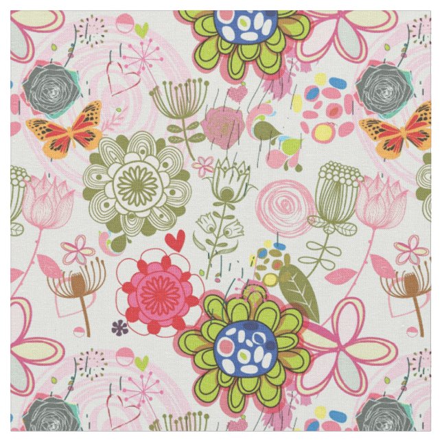 Tecido Teste padrão floral no estilo retro 2 (Detalhe)