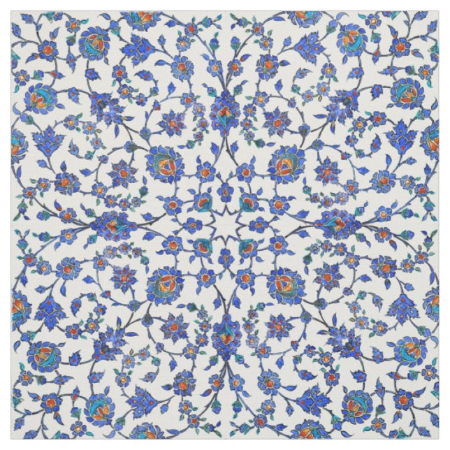 Tecido Teste padrão floral turco azul Handmade antigo dos (Modelo)