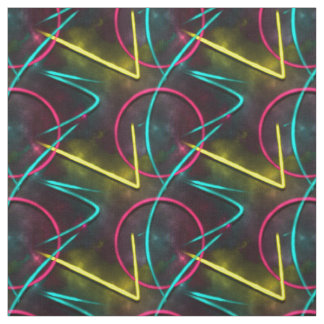 Tecido Teste padrão geométrico abstrato do néon 80s