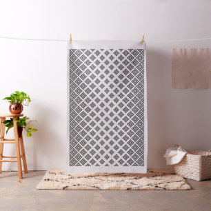 Tecido Teste padrão geométrico branco e preto das forma
