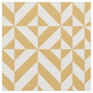 Tecido Teste padrão geométrico Dourado do cubo de Deco