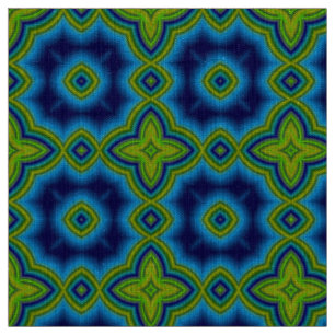 Tecido Teste padrão geométrico marroquino azul & verde