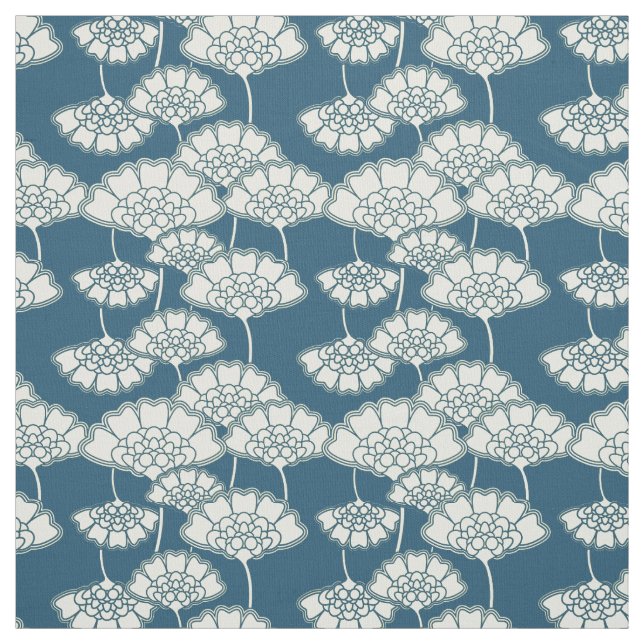 Tecido Teste padrão japonês floral de turquesa escura (Modelo)