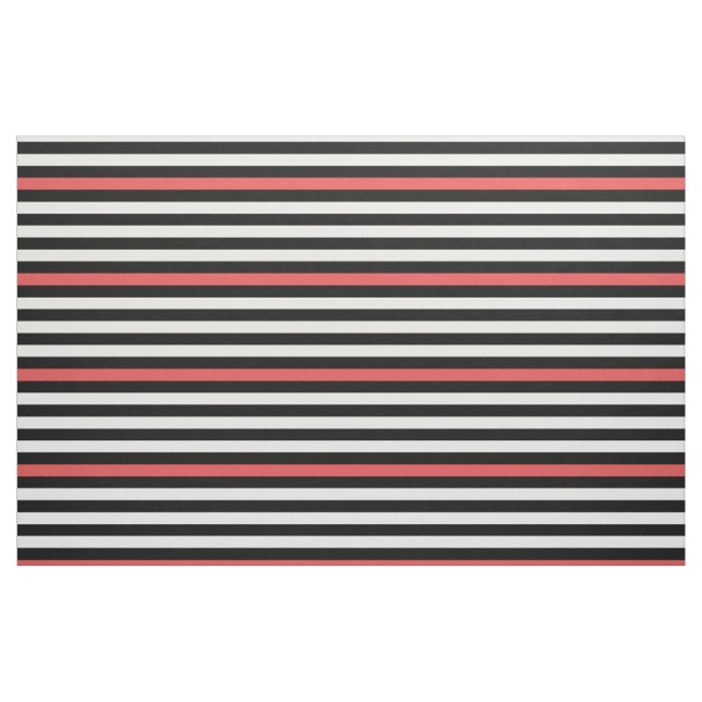 Tecido Teste padrão listrado branco e vermelho preto (Fat Quarter)