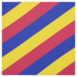 Tecido Teste padrão listrado vermelho, azul e amarelo
