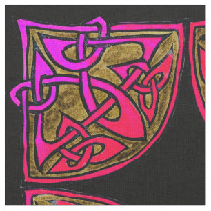 Tecido Teste padrão magenta celta desenhado mão do