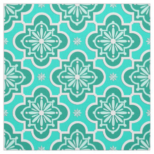 Tecido Teste padrão marroquino do azulejo - turquesa e