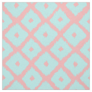 Tecido Teste padrão na moda coral do ikat da cerceta