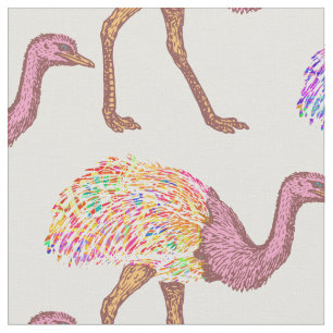 Tecido Teste padrão pintado aguarela da avestruz