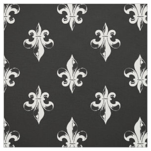 Tecido Teste padrão preto e branco da flor de lis