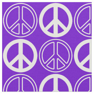 Tecido Teste padrão retro roxo e branco do sinal de paz