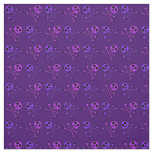 Tecido Teste padrão roxo do crânio dos desenhos animado