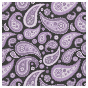 Tecido Teste padrão roxo e preto retro de Paisley