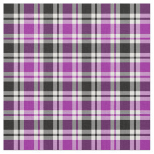 Tecido Teste padrão roxo, preto e branco brilhante da