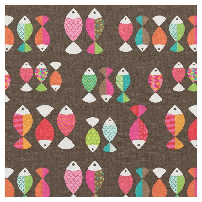 Tecido Teste padrão subaquático 2 dos peixes retros (Detalhe)