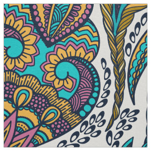 Tecido Teste padrão tribal colorido de paisley