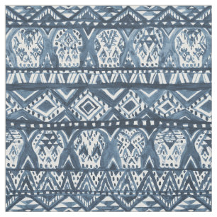 Tecido Teste padrão tribal de Boho do crânio asteca do