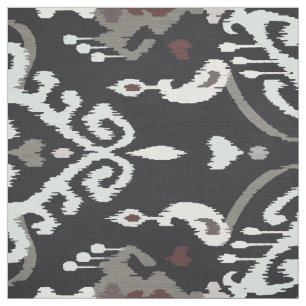 Tecido Teste padrão tribal do ikat branco preto neutro