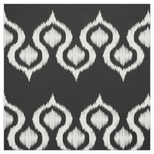 Tecido Teste padrão tribal preto e branco de Ikat