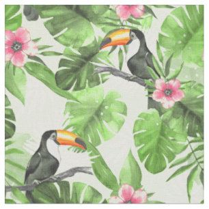 Tecido Teste padrão tropical com toucan