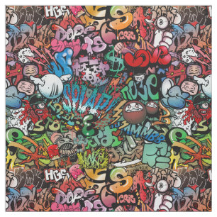 Tecido Teste padrão urbano dos caráteres dos grafites d