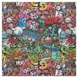 Tecido Teste padrão urbano dos caráteres dos grafites da