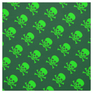 Tecido Teste padrão verde do crânio e dos Crossbones
