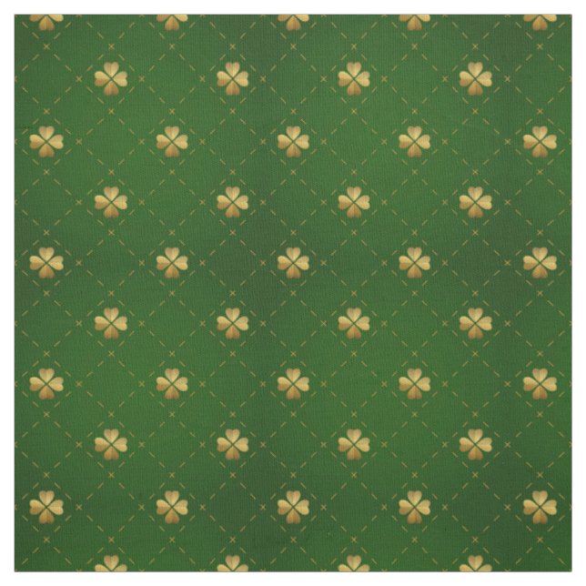 Tecido Teste padrão verde dourado do trevo (Modelo)