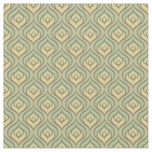 Tecido Teste padrão verde e amarelo do vintage retro