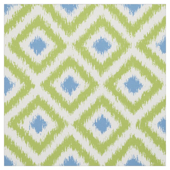 Tecido Teste padrão verde e azul da grande escala de Ikat (Modelo)