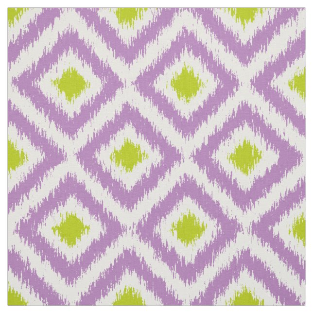 Tecido Teste padrão verde roxo dos diamantes de Ikat da (Modelo)