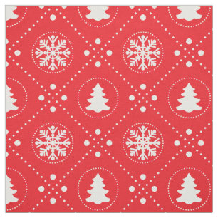 Tecido Teste padrão vermelho bonito do White Christmas