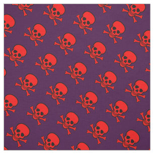 Tecido Teste padrão vermelho do crânio e dos Crossbones
