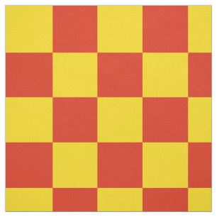 Tecido Teste padrão vermelho e amarelo do tabuleiro de
