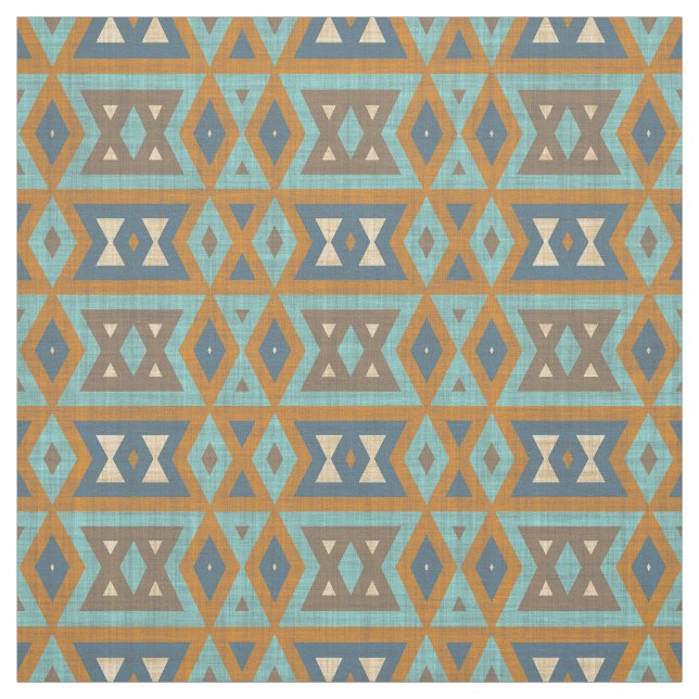 Tecido Teto Turquoise Laranja Castanho Eclético Olhar Ecl (Modelo)