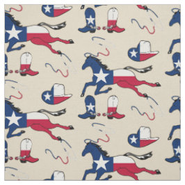 Tecido Texas Flag Horses Hats and Boots lt tan