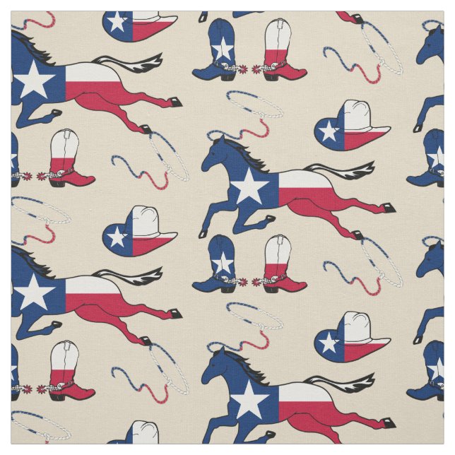 Tecido Texas Flag Horses Hats and Boots lt tan (Modelo)
